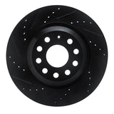 R1 15-25 Volkswagen GTI Rear Left Drilled & Slotted Black Brake Rotor