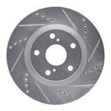 R1 2022-2023 Genesis G70 Front Right Drilled & Slotted Silver Brake Rotor