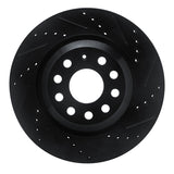 R1 15-25 Volkswagen GTI Rear Right Drilled & Slotted Black Brake Rotor