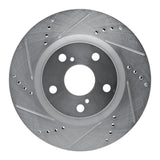 R1 2022-2023 Genesis G70 Front Left Drilled & Slotted Silver Brake Rotor