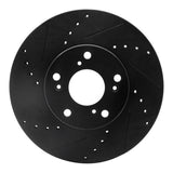R1 06-15 Honda Civic Front Left Drilled & Slotted Black Brake Rotor