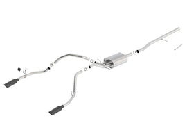 Borla 14 Sierra 1500 C/B S-Type Exhaust/2.75in Into Dual 2.25in Out 4in Split Rear Exit-Black Chrome