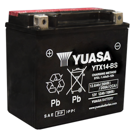 Yuasa YTX14-BS Maintenance Free AGM 12-Volt Battery w/Bottle