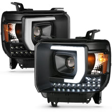 Load image into Gallery viewer, ANZO 2014-2015 GMC Sierra 1500HD Projector Plank Style Headlight Black W/ DRL
