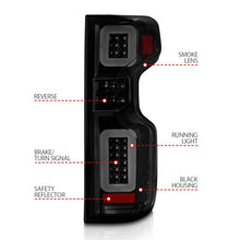 Load image into Gallery viewer, ANZO 19-21 Chevy Silverado Full LED Taillights Black Housing Smoke Lens G2 (w/C light Bars)